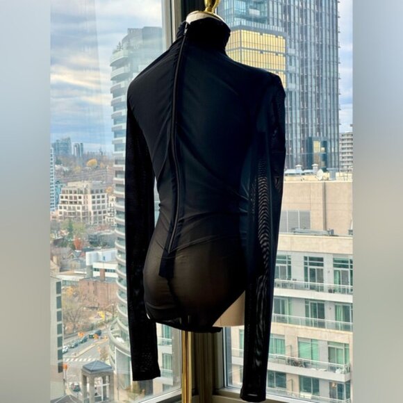 🆕 BRONX & BANCO 🧿 NWOT Gaia Mesh Long Sleeve Bodysuit, Black - Sz L / US 8 - Picture 8 of 16